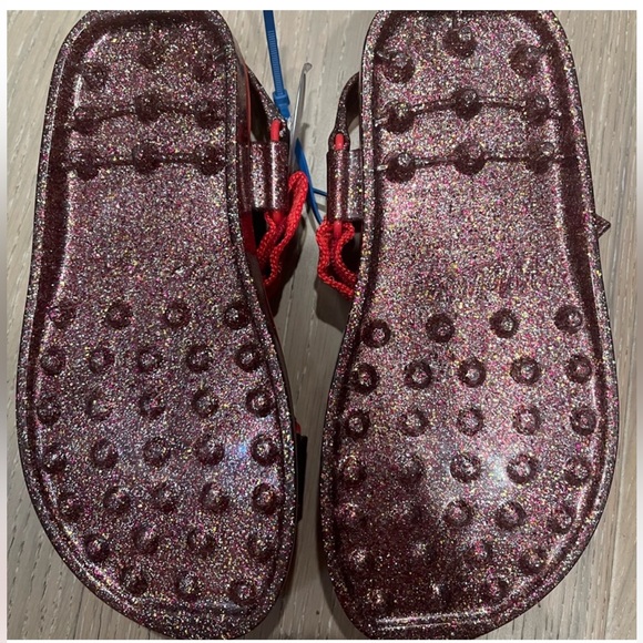 Mini Melissa Papete Rider Sandal kids youth jelly sandals red glitter size 2 NEW - Picture 5 of 7